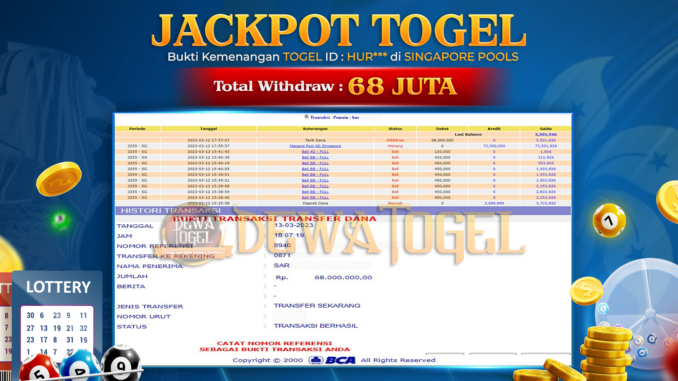 Bukti JP Togel SINGAPORE POOLS bukti jp dewatogel #33