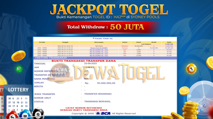 bukti jp dewatogel #833 bukti jp dewatogel #833
