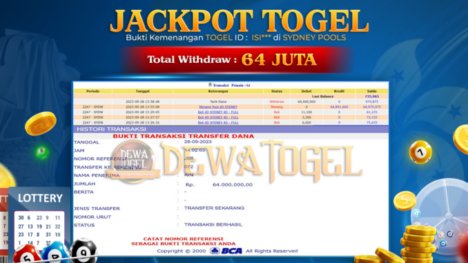 bukti jp dewatogel #857 bukti jp dewatogel #857